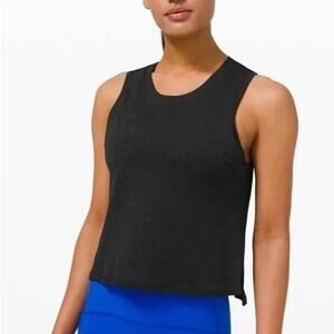Lululemon Train To Be Cropped Mesh Muscle Tank Top Black Small